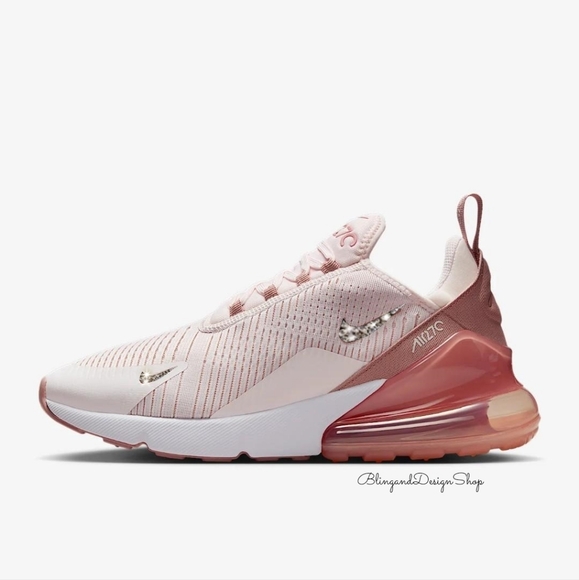 Women's Nike Air Max 270 Pink Sneakers made with Swarovski Crystals - Picture 1 of 6